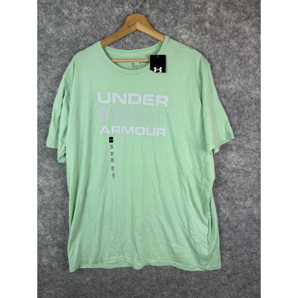 Under Armour Tshirt Men's 2XL Mint Green Shortsleeve Graphic Logo Casual Adult